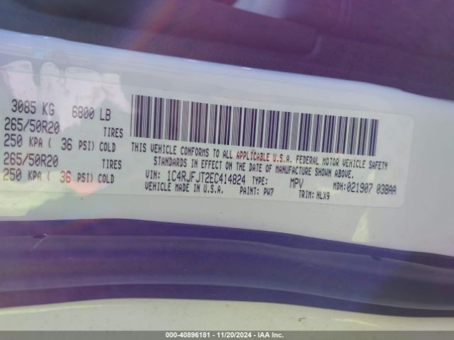 1C4RJFJT2EC414824 Jeep Grand Cherokee Summit