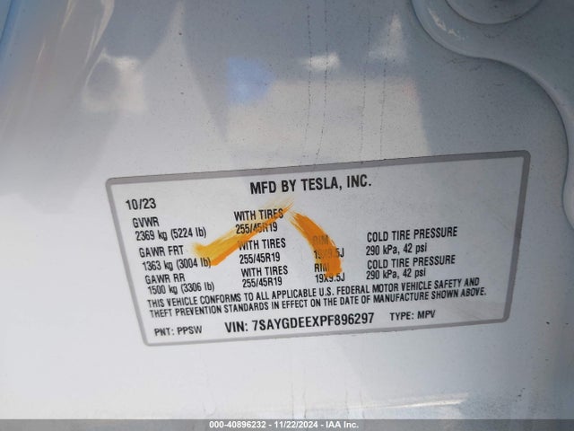 2023 TESLA MODEL Y 7SAYGDEEXPF896297 Photo 8