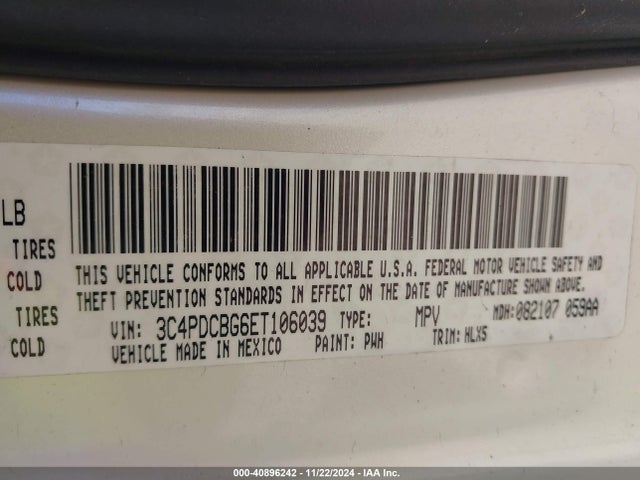 3C4PDCBG6ET106039 Dodge Journey Sxt
