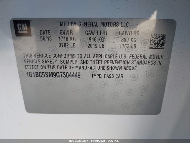Chevrolet Cruze Ls Auto 2016 1G1BC5SM9G7304449 Image 9
