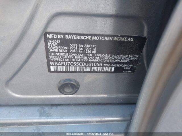 2012 BMW 535I WBAFU7C55CDU61056 Photo 8