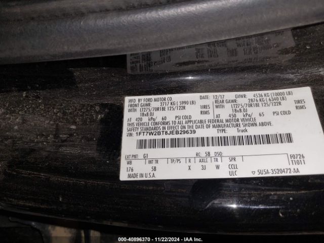 1FT7W2BT8JEB29639 Ford F-250 Lariat