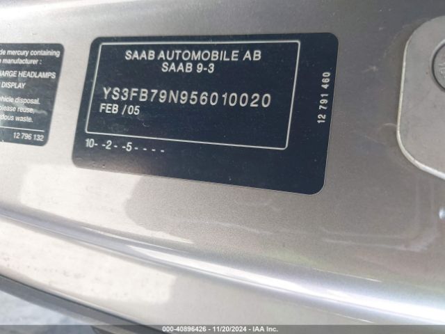 2005 SAAB 9-3 YS3FB79N956010020 Photo 8
