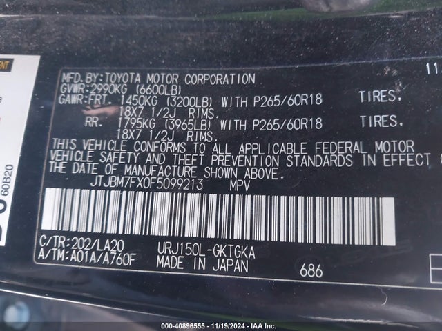 JTJBM7FX0F5099213 Lexus GX 460