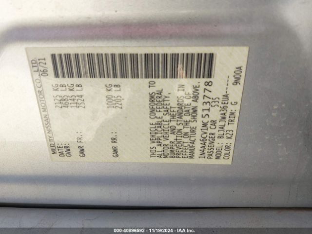 1N4AA6CV1MC513778 Nissan Maxima Sv Xtronic Cvt