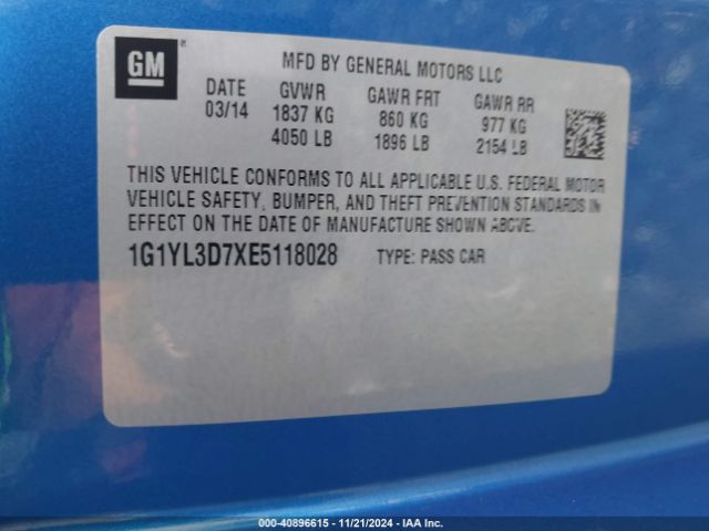 1G1YL3D7XE5118028 Chevrolet Corvette Stingray Z51