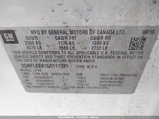 Chevrolet EQUINOX LS 2016 2GNFLEEK1G6111321 Image 9
