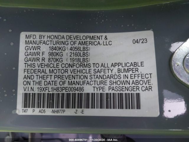 19XFL1H83PE009486 Honda Civic Sport Touring