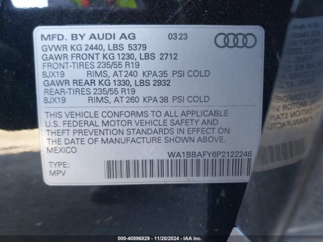 WA1BBAFY6P2122246 Audi Q5 Premium Plus 40 Tfsi Quattro S Tronic