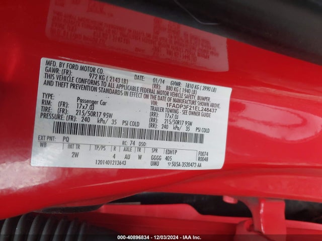 Ford FOCUS SE 2014 1FADP3F21EL248437 Image 9