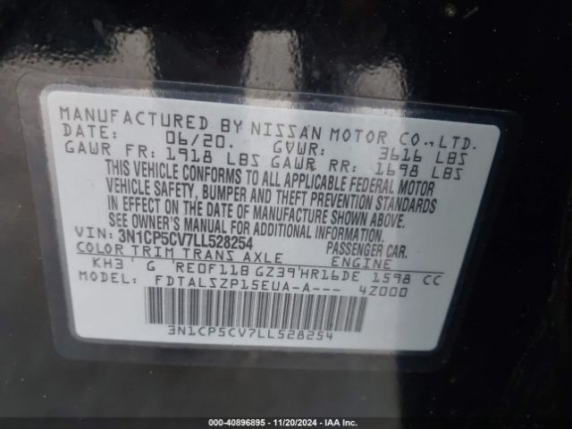 3N1CP5CV7LL528254 Nissan Kicks Sv Xtronic Cvt