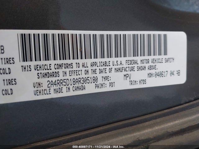 Продаж на аукціоні авто 2010 Chrysler Town & Country Touring, vin: 2A4RR5D18AR305180, номер лоту: 40897171