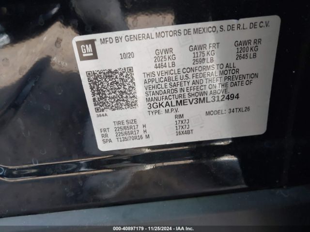 3GKALMEV3ML312494 GMC Terrain Fwd Sle