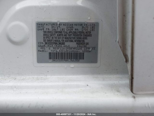 3N1CE2CP8KL366302 Nissan Versa Note Sv
