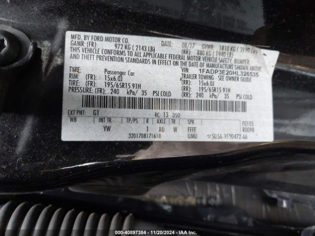 1FADP3E20HL326535 Ford FOCUS S