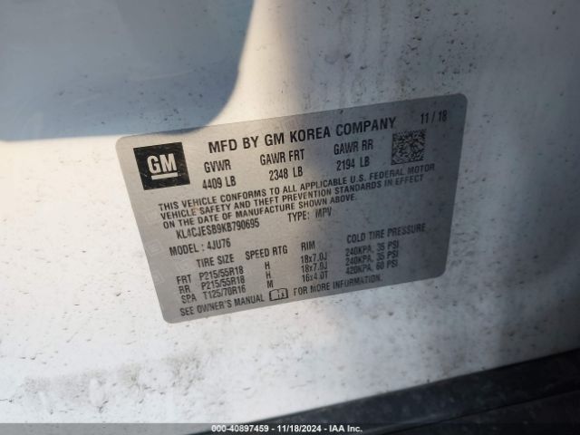 KL4CJESB9KB790695 Buick Encore Awd Preferred