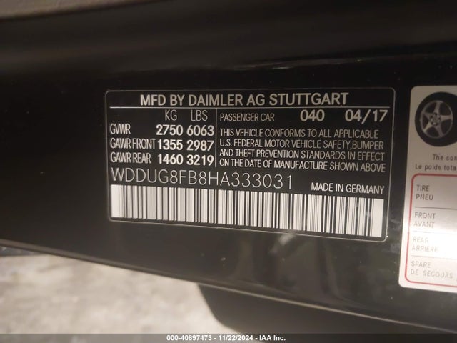 WDDUG8FB8HA333031 Mercedes-Benz S 550 4matic