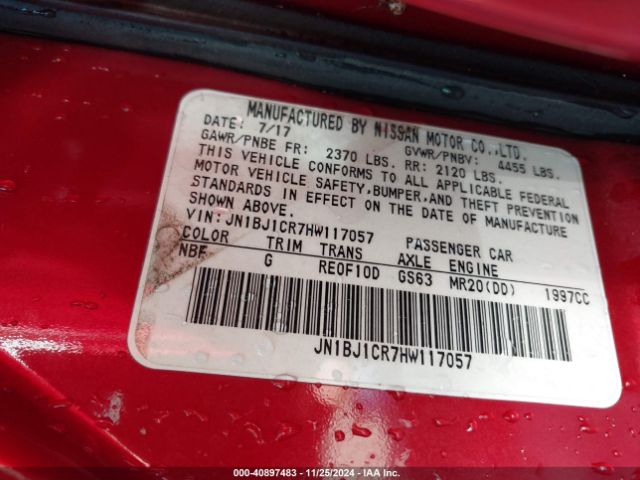 JN1BJ1CR7HW117057 Nissan Rogue Sport Sv