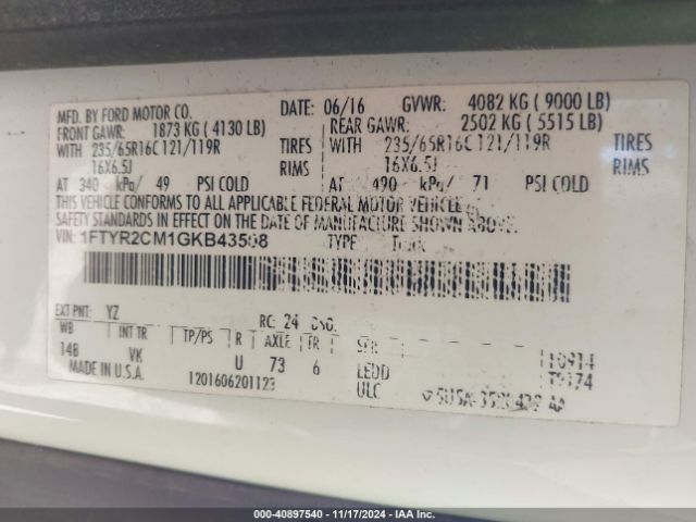 1FTYR2CM1GKB43508 Ford Transit-250