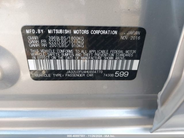 JA32U2FU4HU004770 Mitsubishi LANCER ES