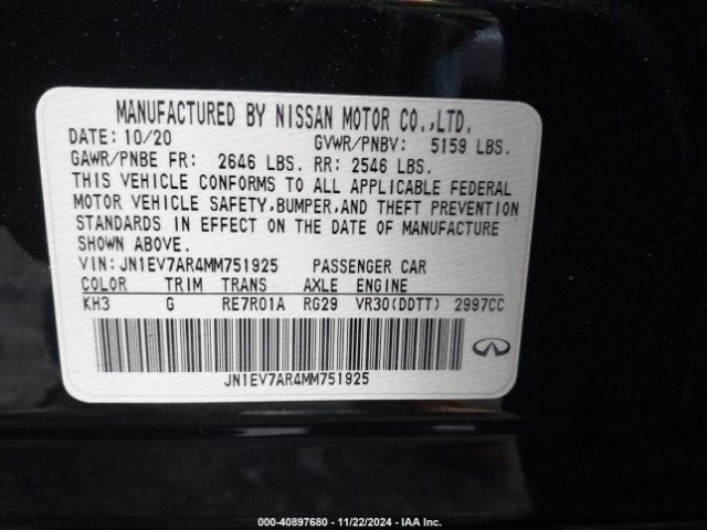 JN1EV7AR4MM751925 Infiniti Q50 Pure Awd