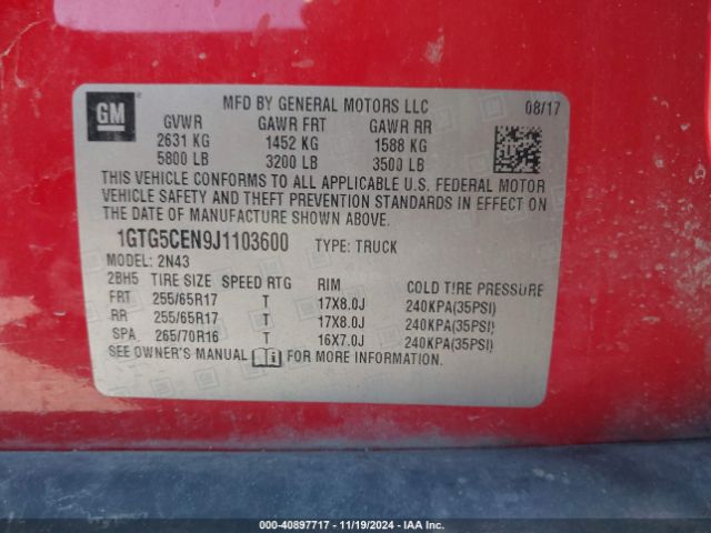 1GTG5CEN9J1103600 GMC CANYON SLE