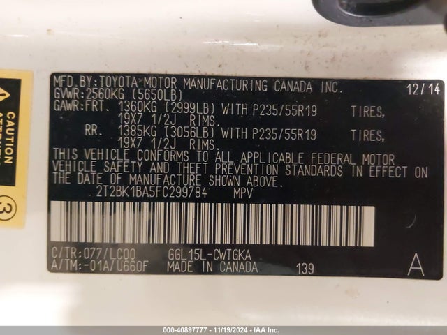 Lexus RX 350 2015 2T2BK1BA5FC299784 Image 9
