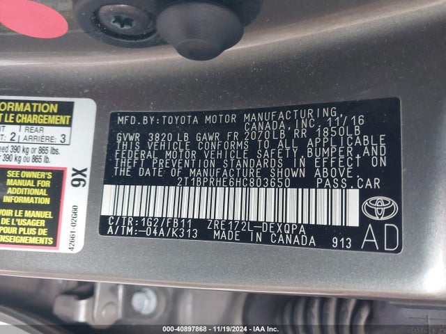 Toyota Corolla Le Eco 2017 2T1BPRHE6HC803650 Image 9