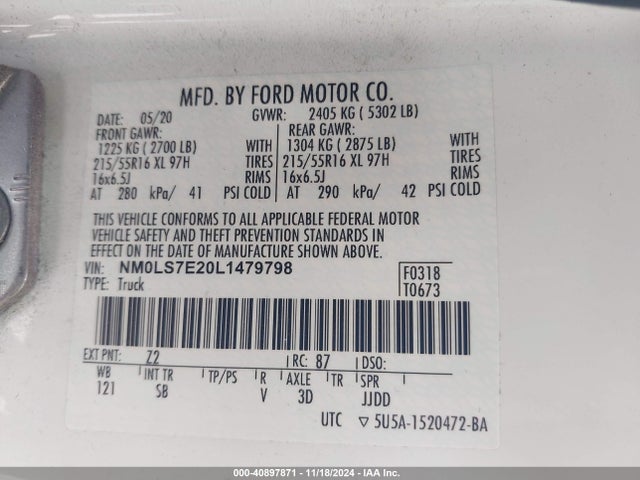Ford Transit Connect Xl Cargo Van 2020 NM0LS7E20L1479798 Image 9