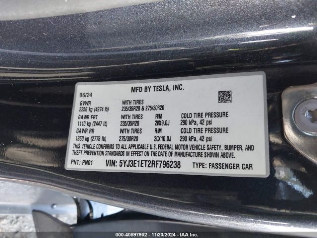 2024 TESLA MODEL 3 5YJ3E1ET2RF796238 Photo 8