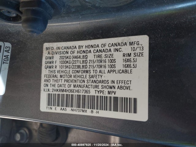 Honda CR-V LX 2014 2HKRM4H36EH617365 Image 9