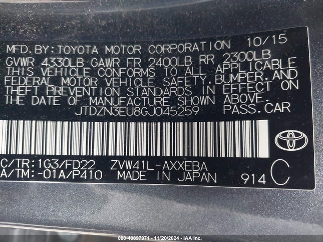 Toyota Prius V Two 2016 JTDZN3EU8GJ045259 Image 9