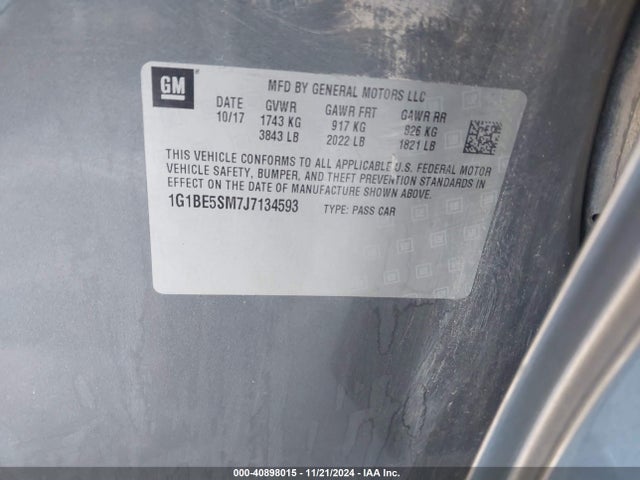 1G1BE5SM7J7134593 Chevrolet Cruze Lt Auto