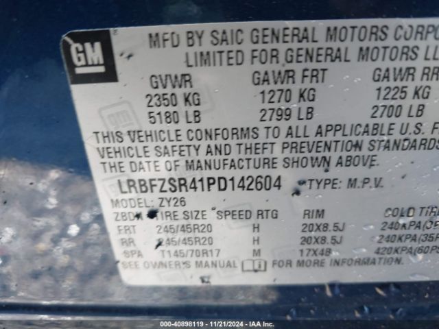 LRBFZSR41PD142604 Buick Envision Avenir Awd