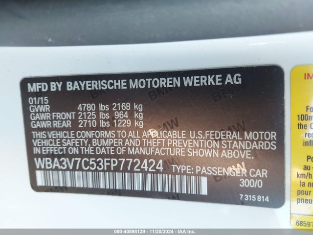 BMW 428i 2015 WBA3V7C53FP772424 Image 9