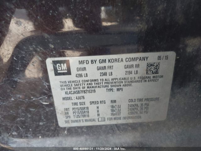 KL4CJASB7FB216319 Buick Encore