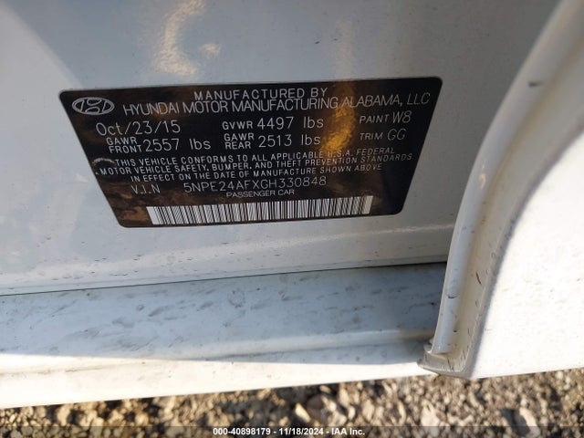 Hyundai SONATA SE 2016 5NPE24AFXGH330848 Image 9