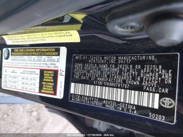 4T1BF1FK9HU781767 Toyota CAMRY SE
