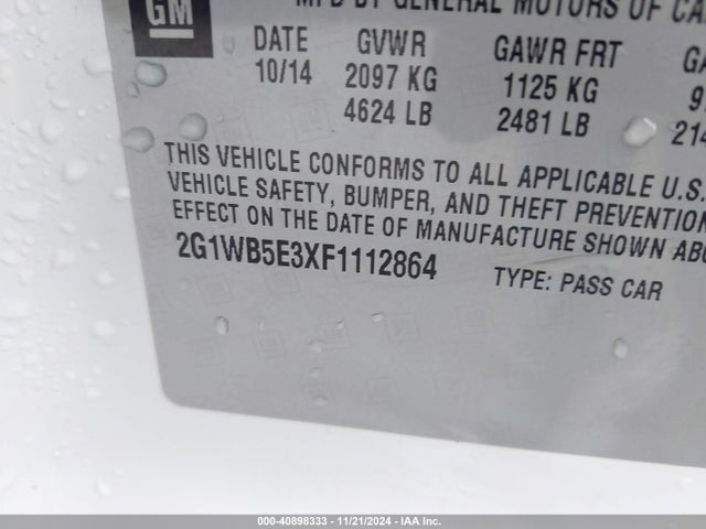 Chevrolet Impala Limited Lt 2015 2G1WB5E3XF1112864 Image 9