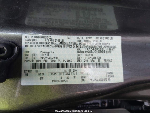 Ford FOCUS SE 2014 1FADP3F22EL115847 Image 9