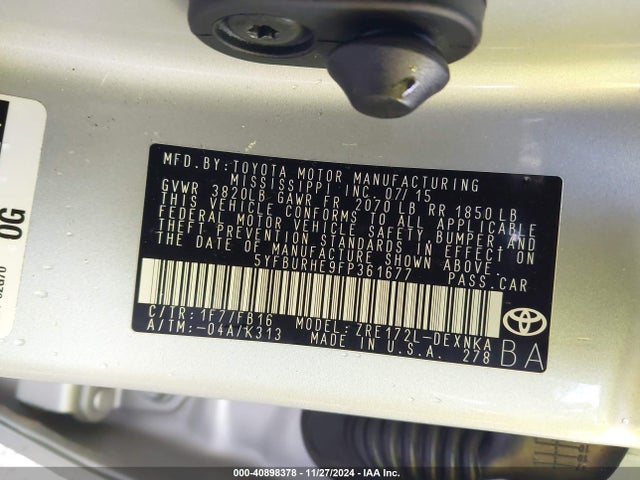 Toyota Corolla Le Plus 2015 5YFBURHE9FP361677 Image 9