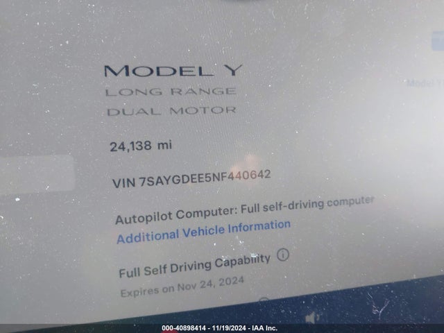 2022 TESLA MODEL Y 7SAYGDEE5NF440642 Photo 6