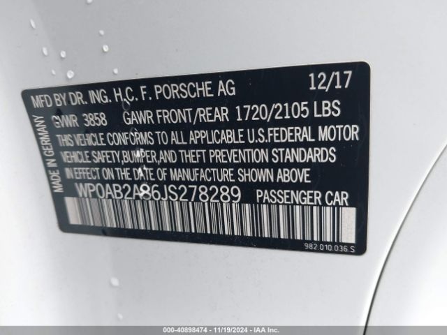 2018 PORSCHE 718 CAYMAN WP0AB2A86JS278289 Photo 8