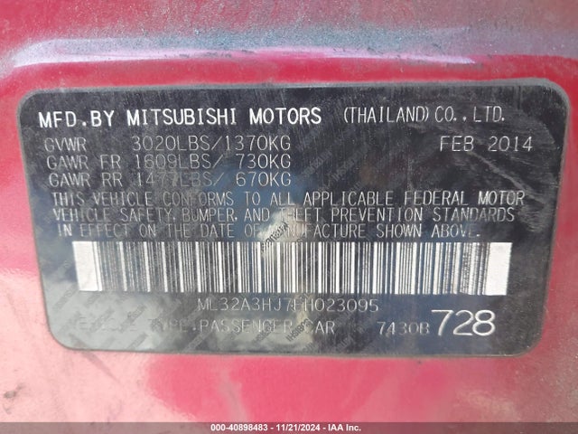 ML32A3HJ7EH023095 Mitsubishi MIRAGE DE