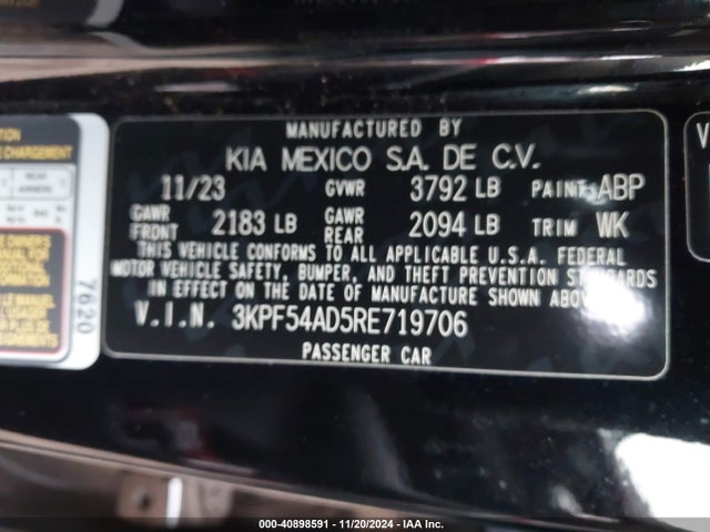 3KPF54AD5RE719706 KIA Forte Gt-line