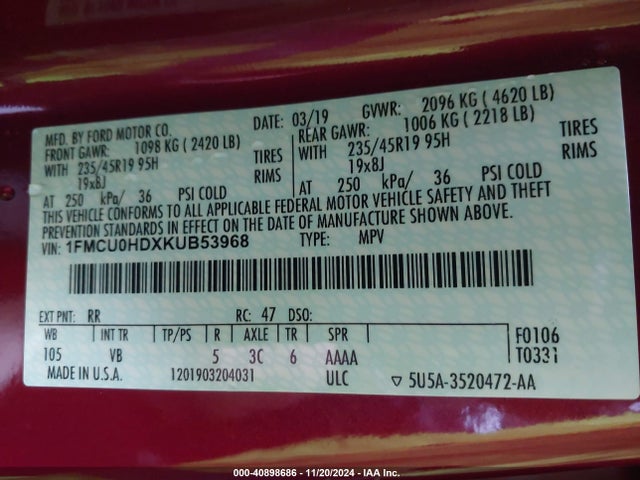 Ford ESCAPE SEL 2019 1FMCU0HDXKUB53968 Image 9