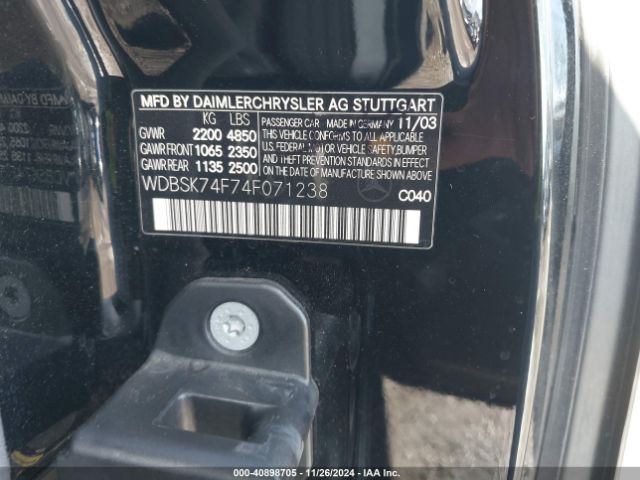 2004 MERCEDES-BENZ SL 55 AMG WDBSK74F74F071238 Photo 8
