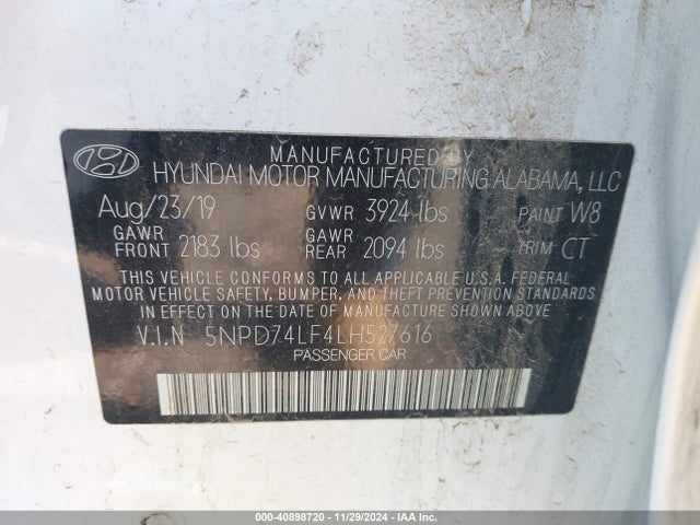 Hyundai ELANTRA SE 2020 5NPD74LF4LH527616 Image 9