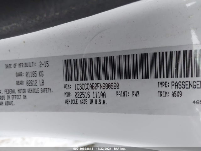 1C3CCCAB2FN680960 Chrysler 200 Limited
