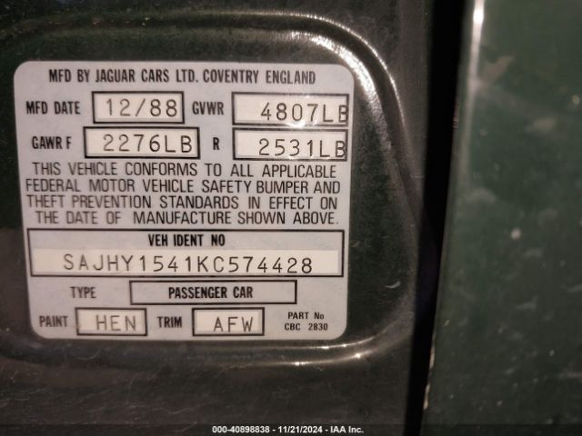 1989 JAGUAR XJ6 SAJHY1541KC574428 Photo 8